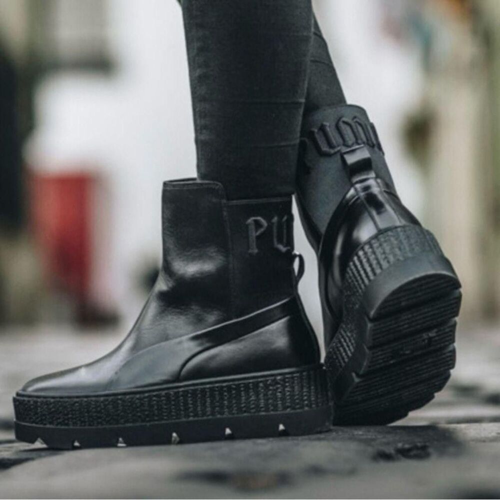PUMA Fenti Rihanna Chelsea Sneaker Boot Black Leather 6.5 NWT